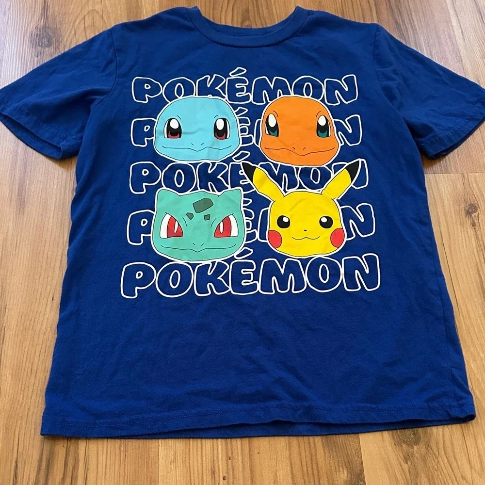 Pokémon Kids Blue Graphic T-Shirt Pikachu Youth Size L 8/10